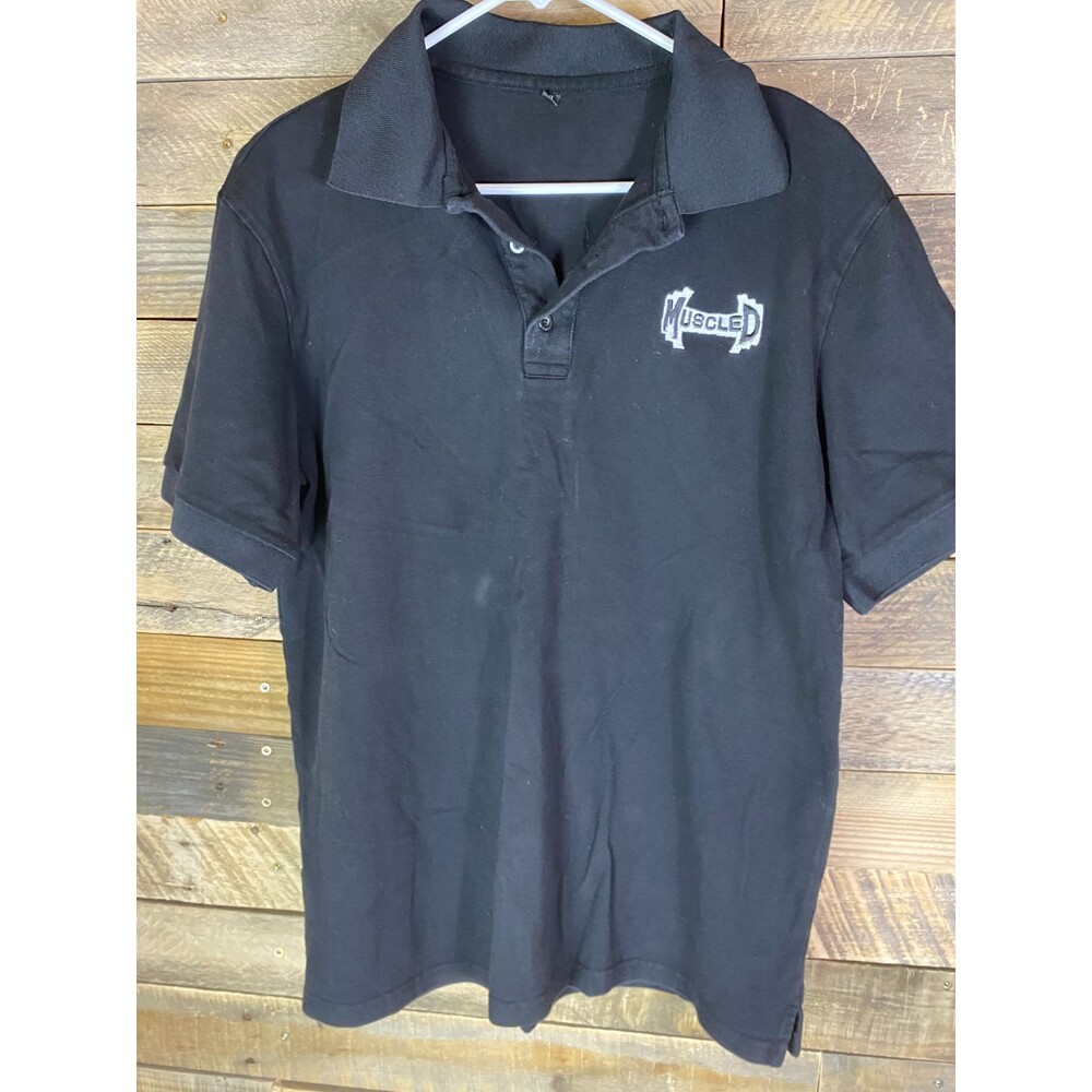 Muscle D Fitness Mens Sz XL Black Short Sleeve Polo Shirt